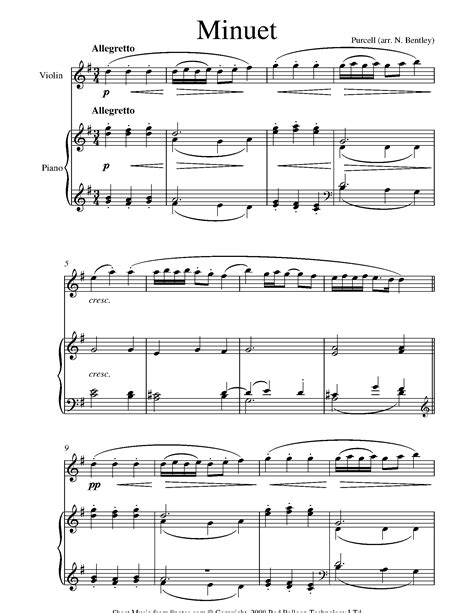 Purcell Minuet Sheet Music For Violin 8notes