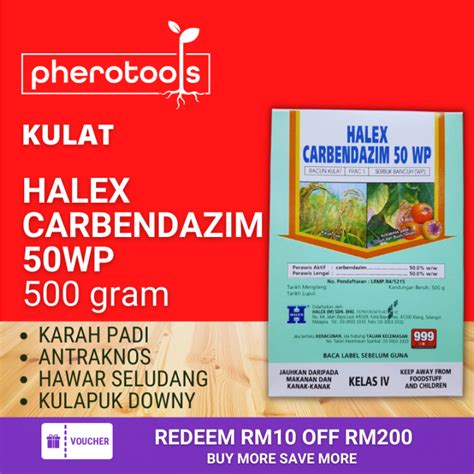 Pherotools Halex Carbendazim Wp G Racun Kulat Fungicide Bagi