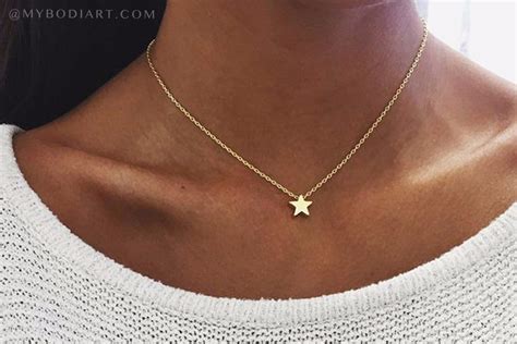 Brite Minimal Single Star Choker Necklace Mybodiart Necklace Sizes