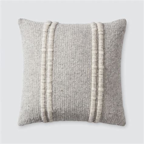 Grey Accent Pillow With Textured Stripes Modern Artisanal Pillows