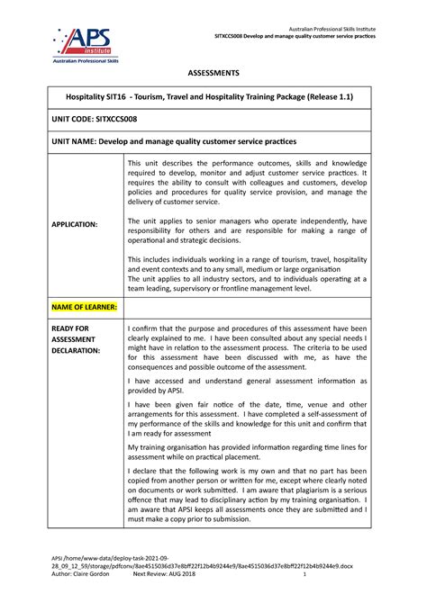 Sitxccs Assessment V Feb Sitxccs Develop And Manage