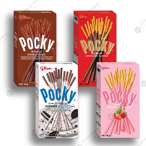 Glico Pocky Biscuit Stick Double Choco 39g Strawberry 38g