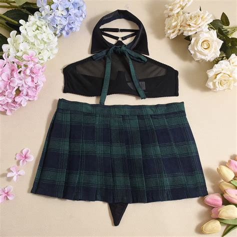 Generic Cosplay Hot Sexy Dew Temptation Role Play Plaid Pleated Skirt