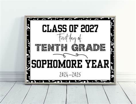 First Day Of 10th Grade Sign Printable Class Of 2027 Sophomore Year