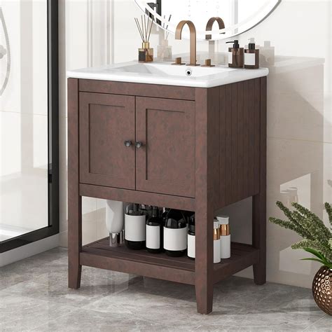 Amazon.com: P PURLOVE 24 Inch Bathroom Vanity with Ceramic Sink,Solid