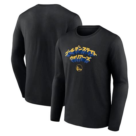 Mens Golden State Warriors Black Japanese Heritage Long Sleeve T Shirt