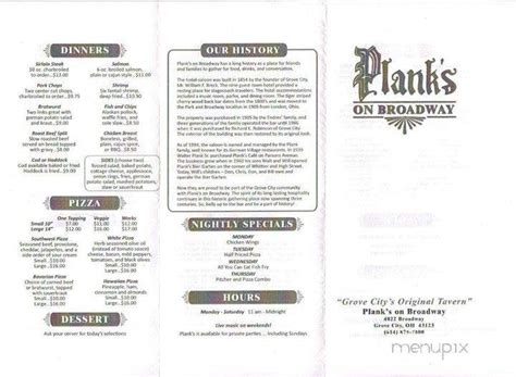 Menu Of Plank S On Broadway In Grove City Oh 43123