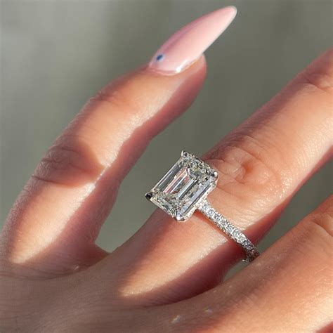 3 00 Carat Emerald Lab Created Diamond Engagement Ring With 3d Band And