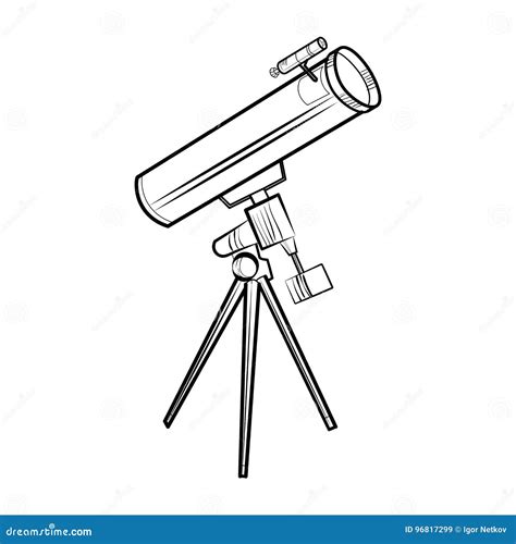 Sketch Telescope Icon Stock Vector Illustration Of Handwriting