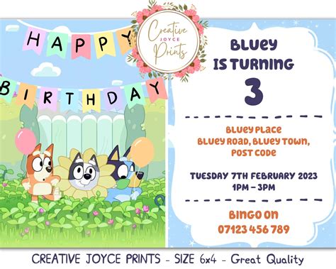 Bluey Party Invitations And Envelopes Bluey Birthday Party Etsy Uk