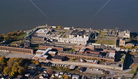 Riverfront Sing Sing Prison In Autumn Ossining New York Aerial Stock