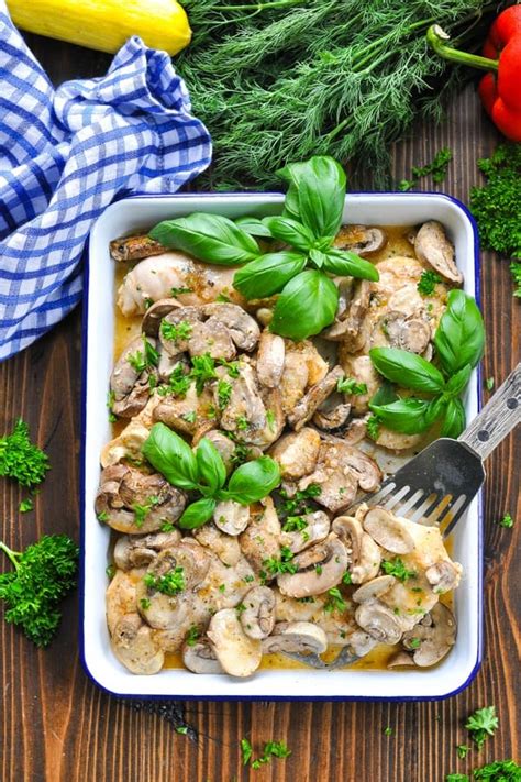 Dump-and-Bake Chicken and Mushrooms - The Seasoned Mom