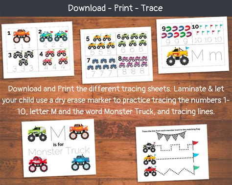 Monster Truck Activity Book Monster Truck Games Preschool Busy Etsy