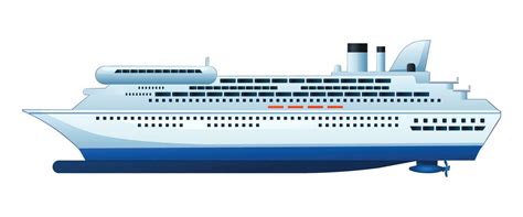 Ocean Cruise Ship Vector Cartoon Illustration Isolated On White