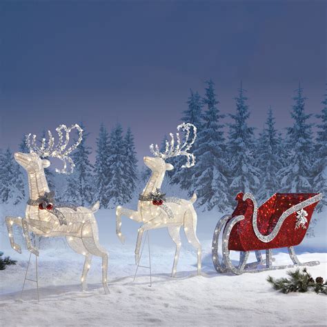 Reindeer Sleigh 400 LED Lights Indoor Outdoor Garden Christmas Decoration 2 Deer • £349.95 ...