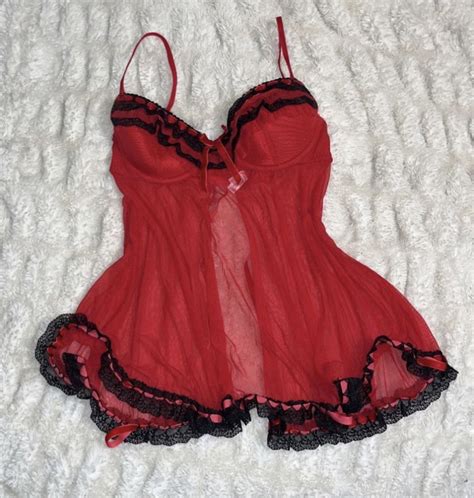 Vtg S Y K Victoria S Secret Red Chiffon Silk Sheer Nightgown Slip Lingerie S Artofit