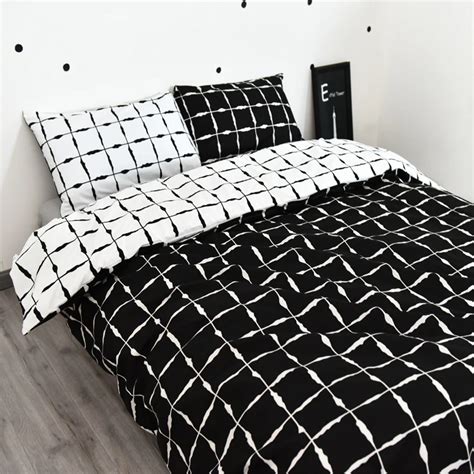 Black And White Duvet Cover Set Checked Quilt Cover 3pcs Beddig Set White Checked Duvet Cover ...