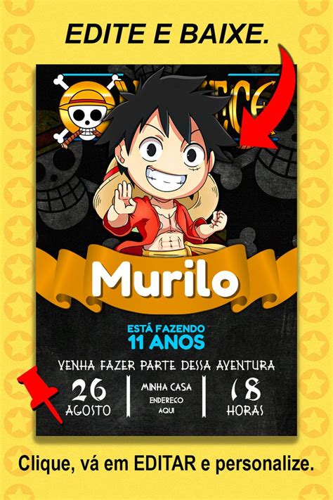 Fazer Convite Online Convite Digital Anivers Rio One Piece Em