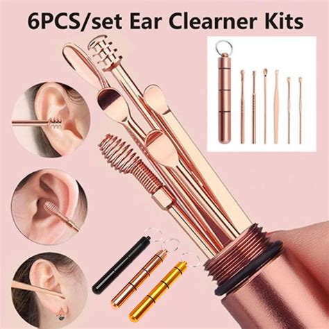 6pcsset Multifunction Portable Ear Pickstainless Steel Spiral Ear