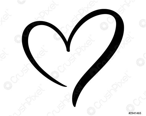 Calligraphic Love Heart Sign Vector Romantic Illustration Symbol Join