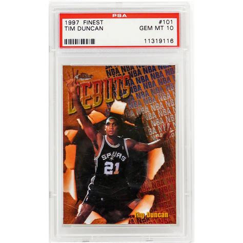 Tim Duncan 1997 98 Topps Finest 101 RC PSA 10 Pristine Auction