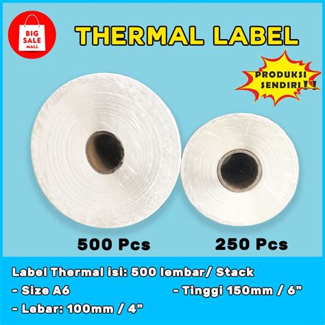 Jual Kertas Thermail Stiker Thermal 100x150 Isi 500 250 Lembar Label