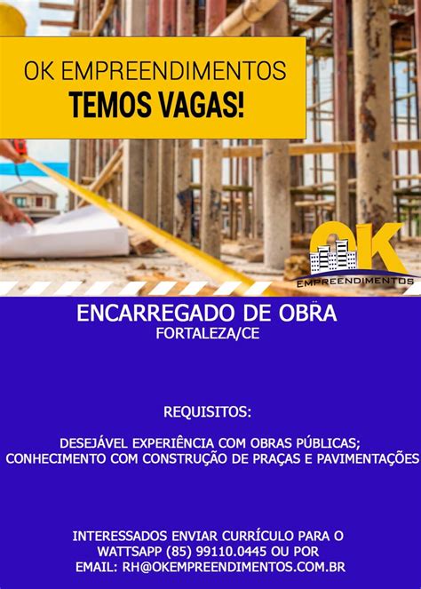 Vaga Para Encarregado De Obra Portal Vagas