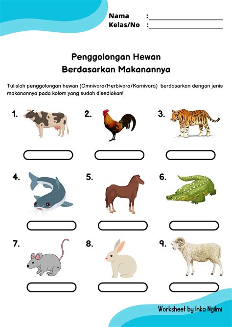 Worksheet Sd Penggolongan Hewan Berdasarkan Makanannya Literasi