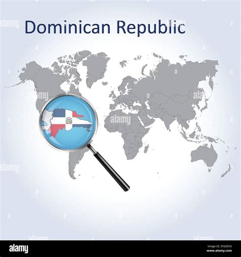 Dominican Republic Magnified Map And Flag Dominican Republic