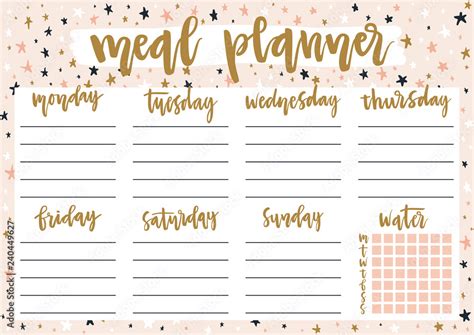 Cute Weekly Meal Planner Template