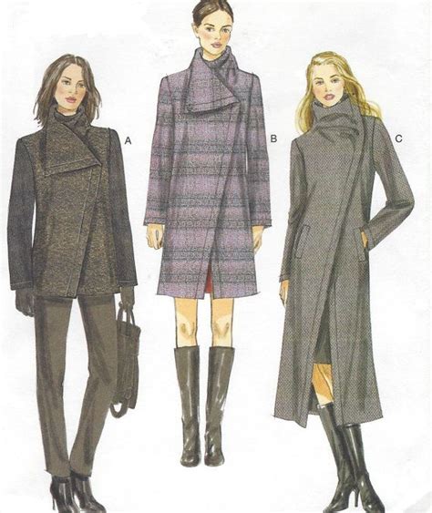 Womens Coat In 3 Lengths Asymmetrical Collar Vogue By Cloescloset Vogue Sewing Patterns