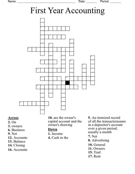 Accounting Crossword Puzzle Wordmint