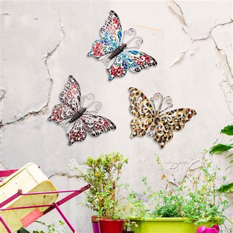 Dreamskip 3 Pack Large Metal Butterfly Wall Decor 13 8 Inch Indoor