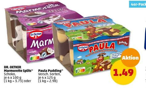 Dr Oetker Marmorette Splits 4 X 100 G Paula Pudding 4x 125 G Angebot