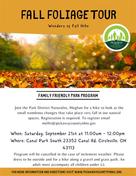 Fall Foliage Tour at Canal Park | Pickaway County Park District