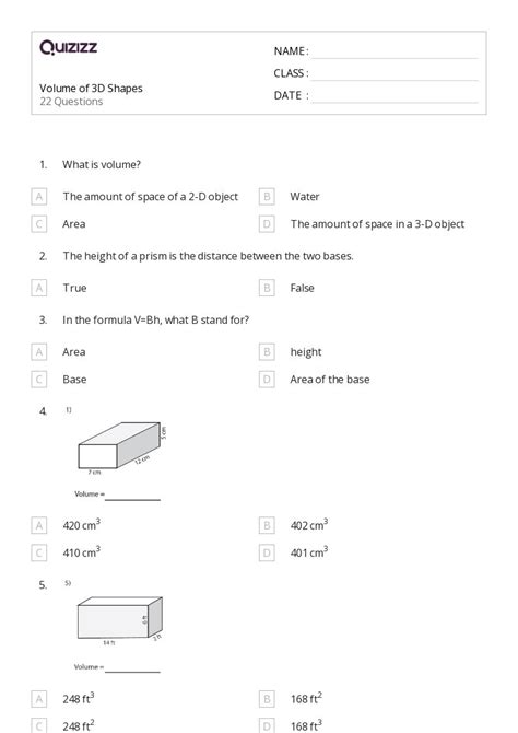 50 Measuring Volume Worksheets On Quizizz Free And Printable