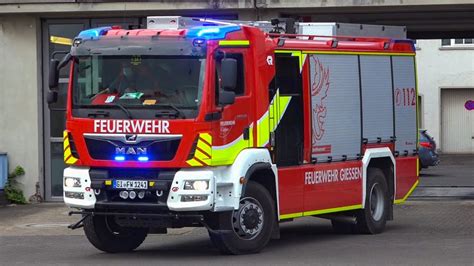 NEUES TLF 5000 Einsatzfahrten Feuerwehr GIESSEN Mit ELW HLF DLK