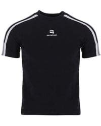 Balenciaga Cotton Sporty B Slim Fit Shrunk T Shirt In Black For Men