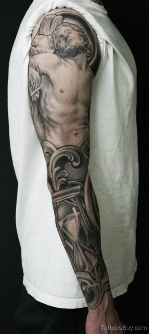 Jesus Tattoo Design On Full Sleeve Tattoos Designs