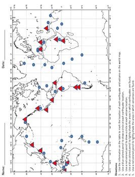 Tectonic Plates Plotting Activity Earthquakes And Volcanoes Worksheets