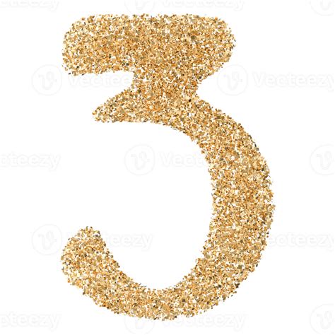 Gold Glitter Number 3 47504177 Png