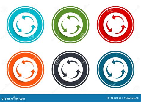 Refresh Update Icon Flat Vector Illustration Design Round Buttons