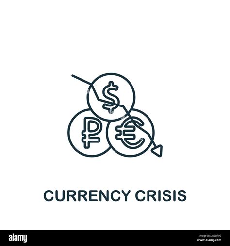 Currency Crisis Icon Monochrome Simple Line Economic Crisis Icon For