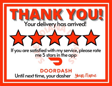 Thank You Card For Customer Orders Printable Delivery Driver Etsy