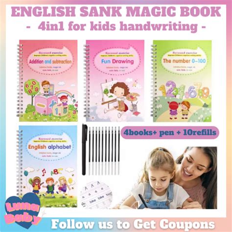 Luna Baby 4 Bookset English Sank Magic Book For Kids Writing Paste