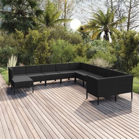 Vidaxl Delige Loungeset Met Kussens Poly Rattan Zwart Loungeset