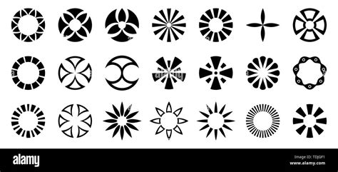 Set Of Abstract Geometric Circular Shapes Collection Of Symbols For