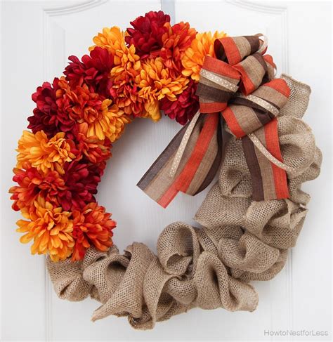 Fall Burlap and Flower Wreath - How to Nest for Less™