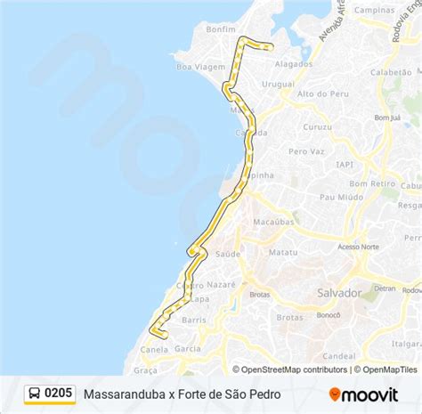 Rota da linha 0205 horários paradas e mapas Massaranduba X Forte