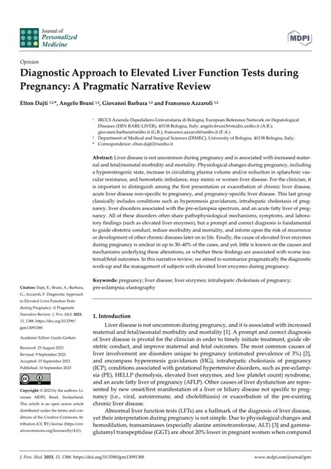 Pdf Diagnostic Approach To Elevated Liver Function Tests During Pregnancy A Pragmatic